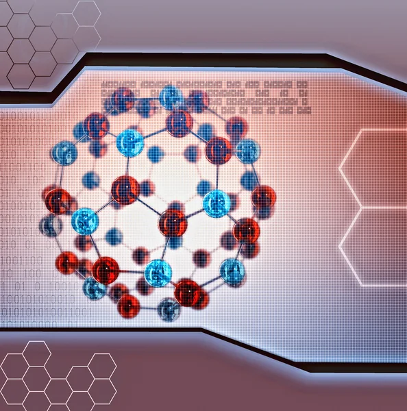 Абстрактная иллюстрация молекулы на цифровом фоне — стоковое фото