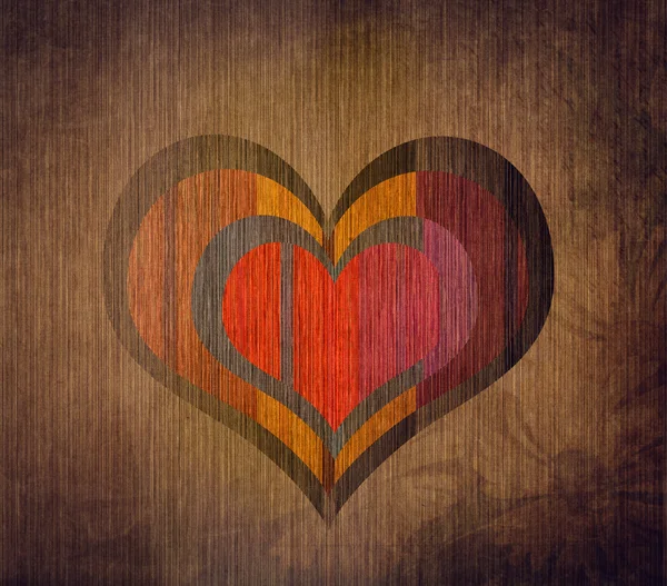 Grunge 背景与红色心脏中心 — 图库照片