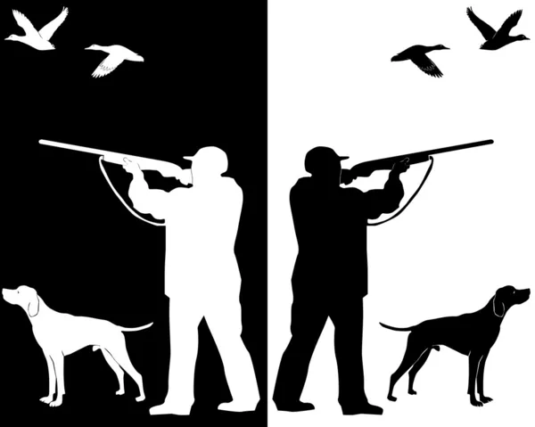 Jäger mit Hund — Stockvektor