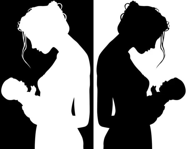 Silhouettes of mother and child — Stock Vector
