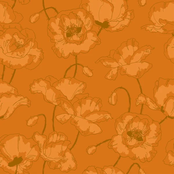 Vintage seamless pattern with poppy flowers — Stock Vector