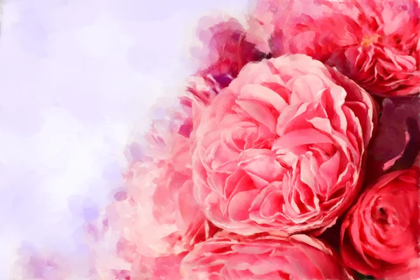 Painted pink roses — Stock Photo, Image