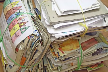 Pile of old paper for recycling clipart