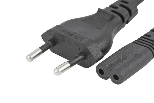 Black power plug isolated on the white background — Stock Photo, Image