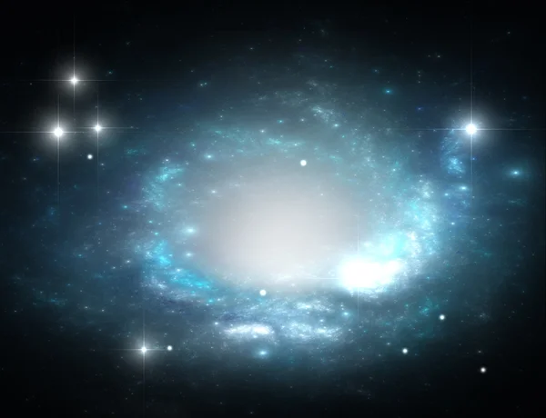 Galassia spaziale blu e stelle — Foto Stock