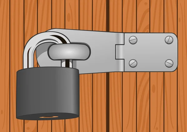 Porte en bois gros plan avec cadenas — Image vectorielle