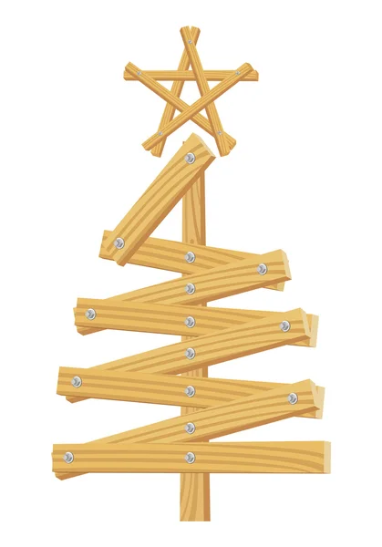 Tahta Noel ağacı tasarımı — Stok Vektör