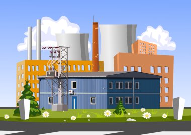 Electrical generating plant, vector illustration clipart