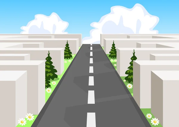 Road over a maze cutting through the confusion and succeeding in business and life. — Stock Vector
