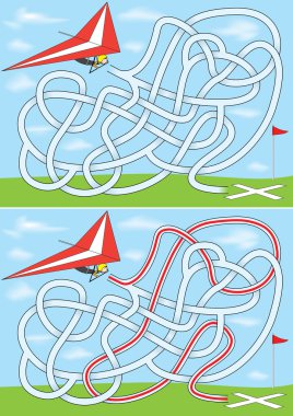 Hang gliding maze clipart