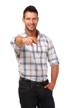 Handsome man pointing at you clipart