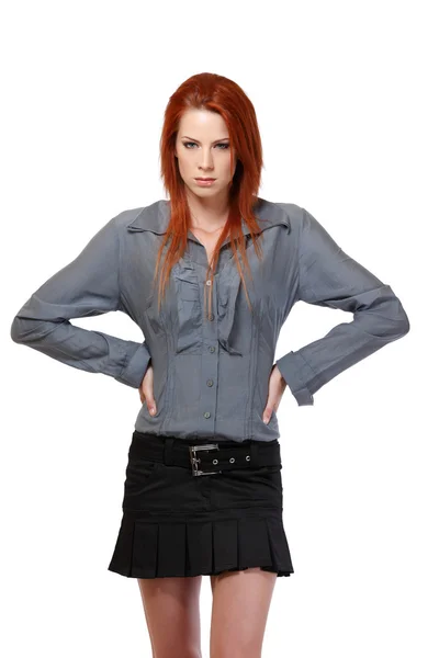Portrait of a serious redhead woman — Stock Photo, Image