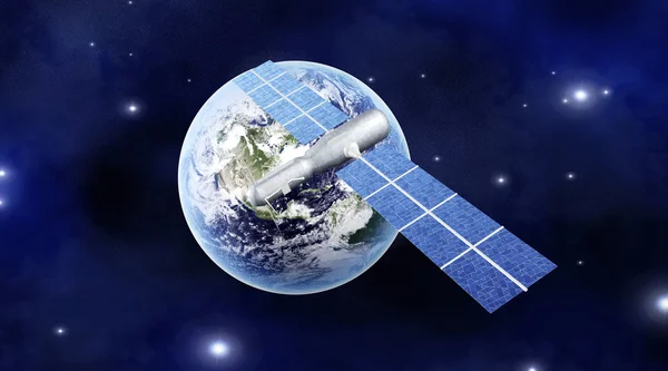 Satellit über der Erde — Stockfoto