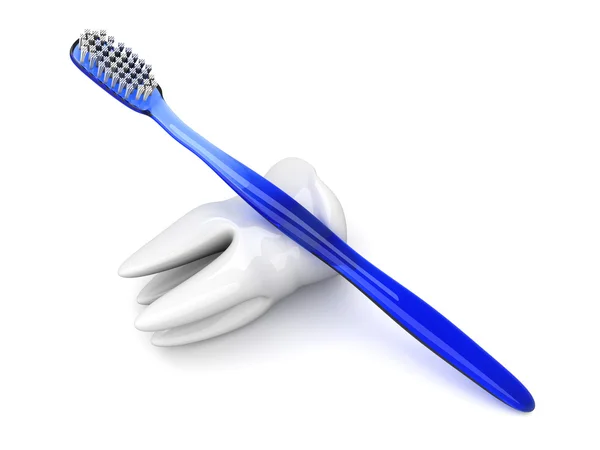 Зубная щетка с зубом — стоковое фото