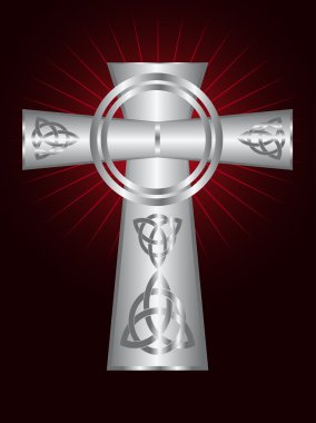 An ornate celtic silver cross clipart