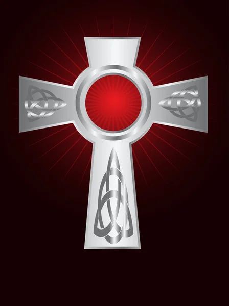 Una cruz de plata celta adornada — Vector de stock
