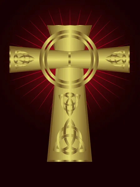 Ornate celtic gold cross — Stock Vector