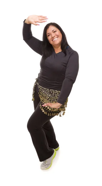 Atraktivní žena hispánský zumba tanec na bílém pozadí — Stock fotografie
