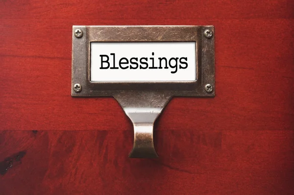 Lustrous Wooden Cabinet with Blessings File Label — Stock Photo, Image