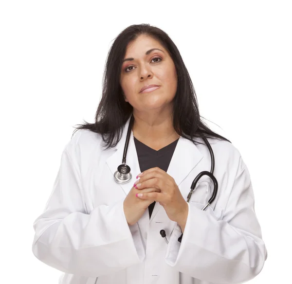 Médico o enfermera hispana preocupada — Foto de Stock