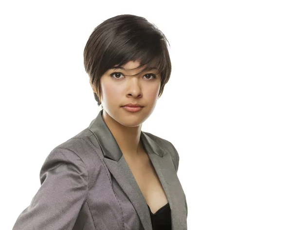 Pretty Mixed Race Young Adult on White — Stock Photo, Image