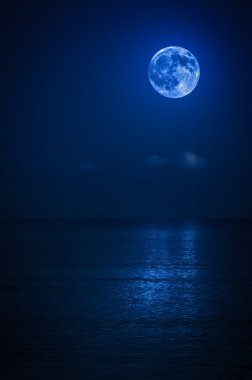 Bright full moon on the ocean clipart