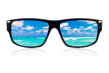 Sunglasses with reflections of the ocean clipart