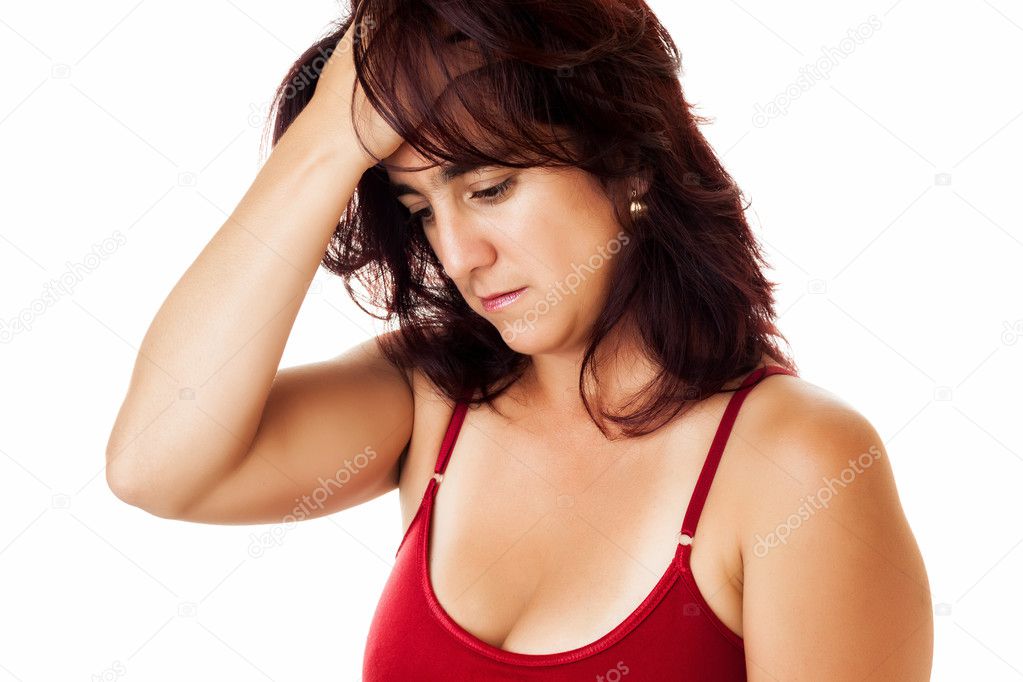 Stressed and sad hispanic woman