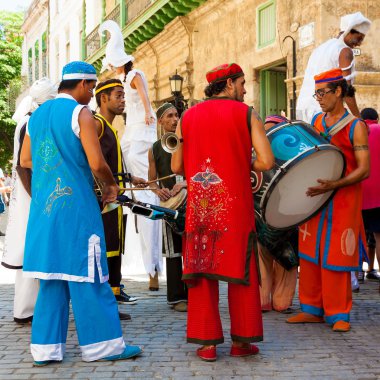 Tropical music band performing in Old Havana clipart