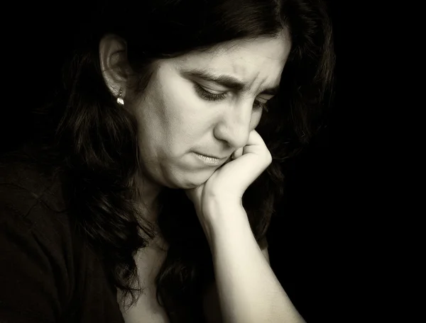 Vintage monochromatic portrait of a sad woman — Stock Photo, Image