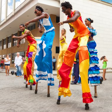 Tropical dancers in Old Havana clipart