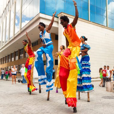 Dancers performing in a street in Old Havana clipart