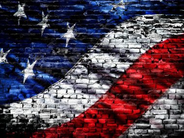 American Flag on Bricks clipart