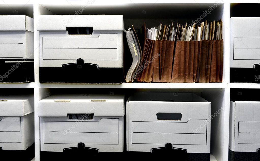 File Boxes on Shelf