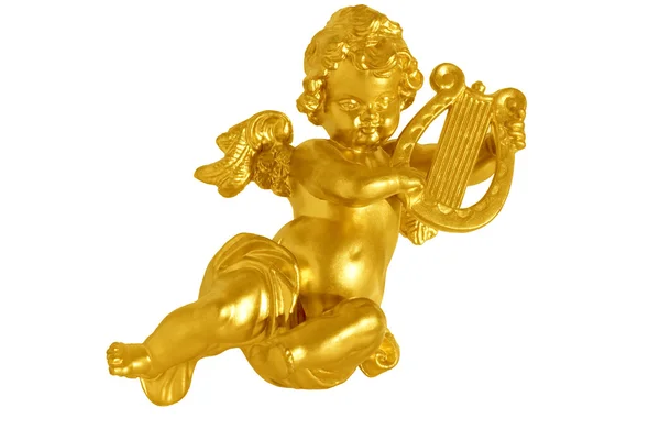 Goldener Engel mit Harfe — Stockfoto