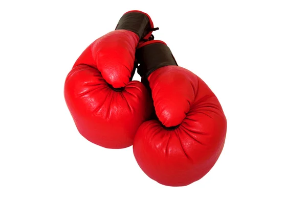 Červené Boxerské rukavice izolovaných na bílém pozadí — Stock fotografie