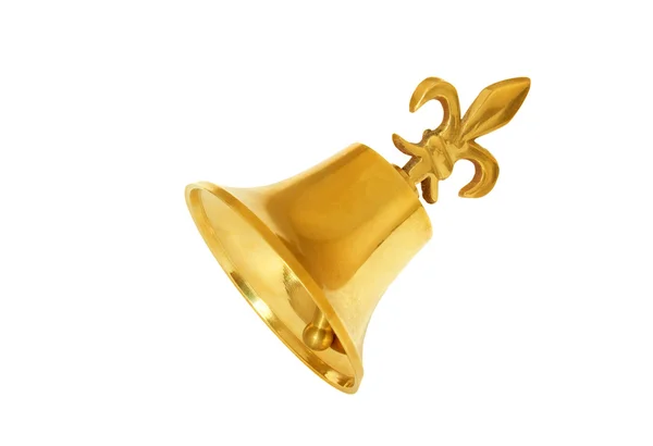 Zlatý vánoční zvoneček izolované na bílém — Stock fotografie