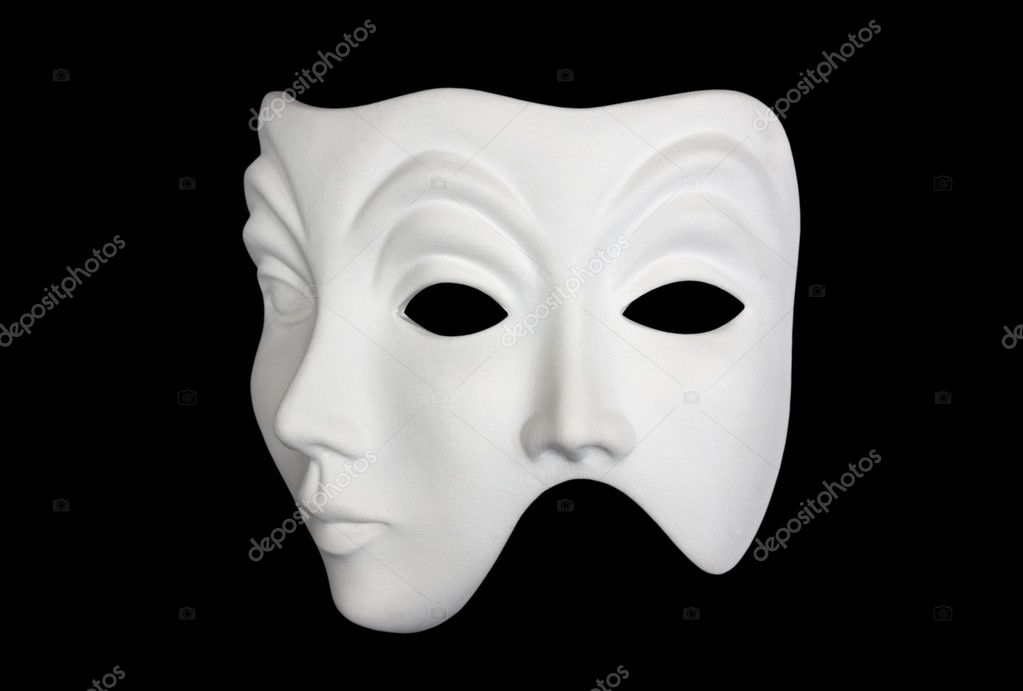 Double face white mask isolated over black Stock Photo by ©axysew