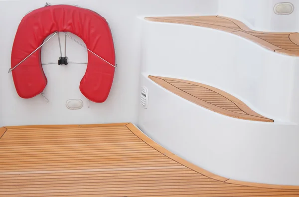 Life saving equipment on board yacht — Stock Photo, Image