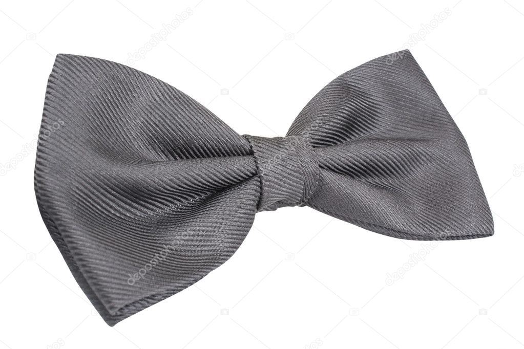 Silver bow tie isolated over white