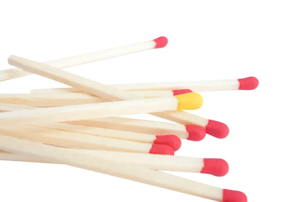 stock image Bunch of red matches and one yellow isolated