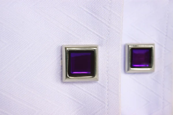 Two violet silver cuff links — Stock Photo, Image