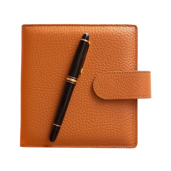 Fountain pen on diary isolated — Stock Photo, Image