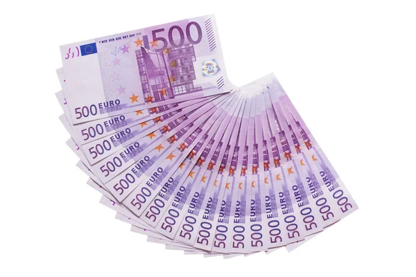 500 ευρώ τραπεζογραμμάτια ανεμιστήρα απομονωθεί — Φωτογραφία Αρχείου