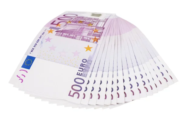 500 euro bankbiljetten ventilator geïsoleerd Stockfoto