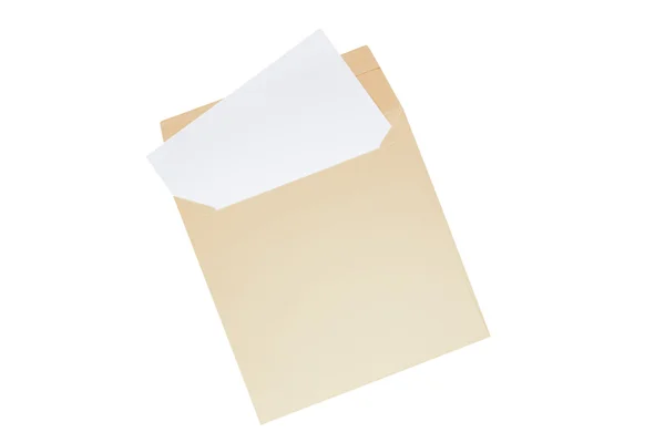 Enveloppe ouverte avec lettre blanche à l'intérieur — Photo