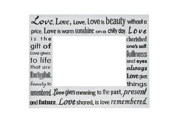 Silver photo frame with love poem Royalty Free Stock Photos