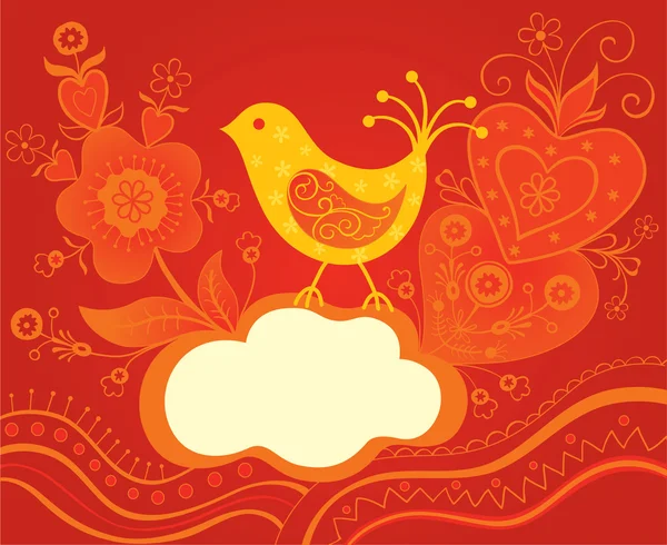 鳥と装飾的なカード — ストックベクタ