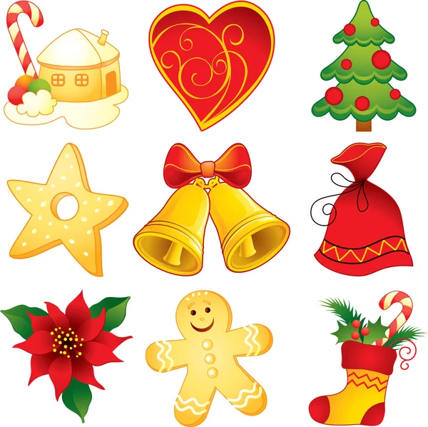 Set di simboli natalizi — Vettoriale Stock