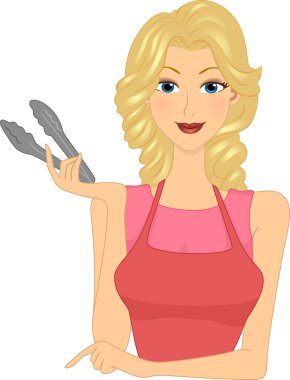 Girl Holding Tongs clipart